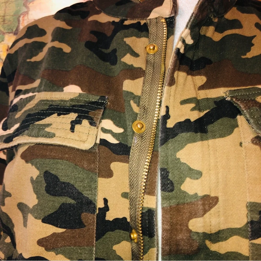 Sz M Asmax Haoduoyi Brown & Green Boho Camo Jacket - Picture 5 of 16